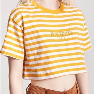 Forever 21 Yellow Striped Crop Top